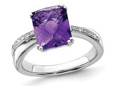 3.30 Carat (ctw) Amethyst Ring in Polished Sterling Silver